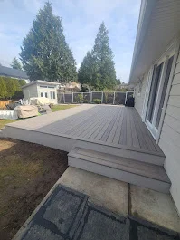 Composite deck along the house
